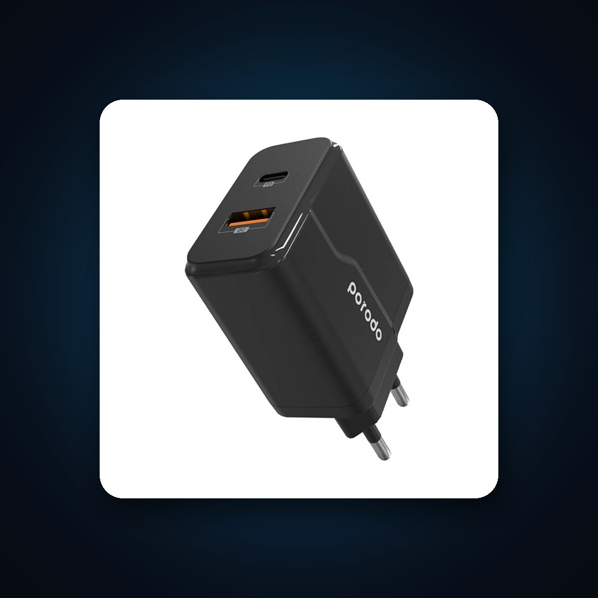 Porodo Dual Output Quick Charger EU - PD 20W + QC 18W