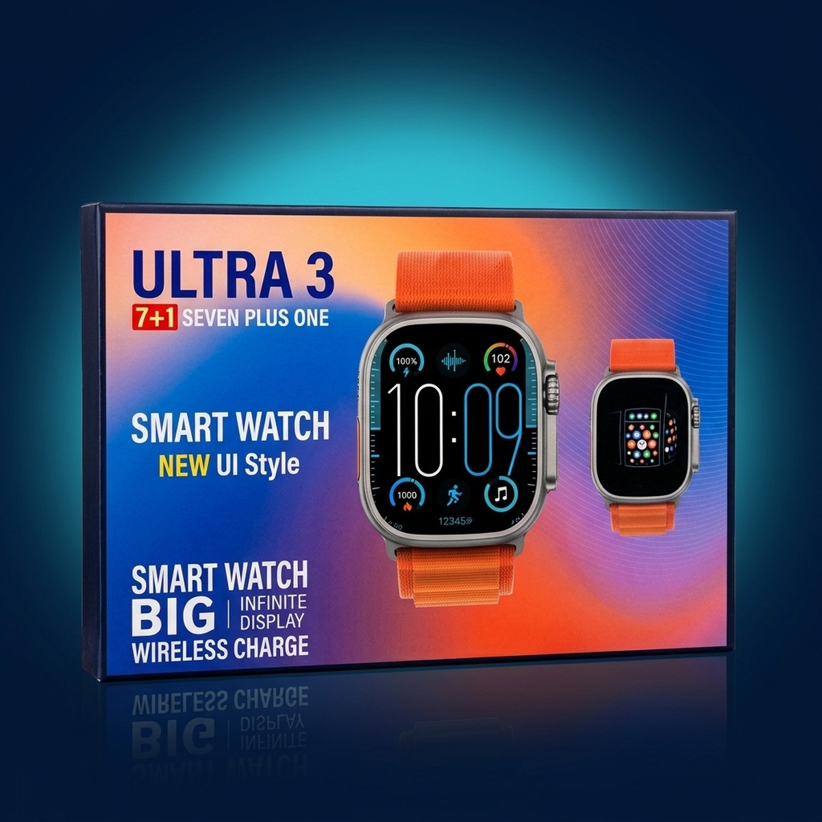 Smart Watch Ultra 3 (7+1) - 7 Straps, Wireless Charge