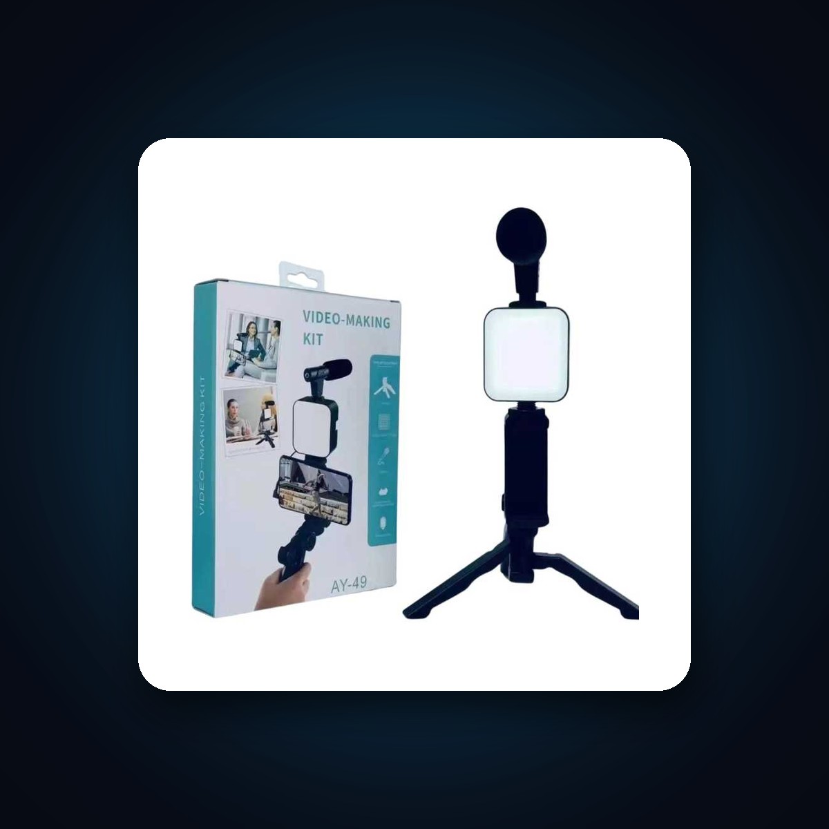 Video Making Kit AY-49 - Tripod, Light and Microphone